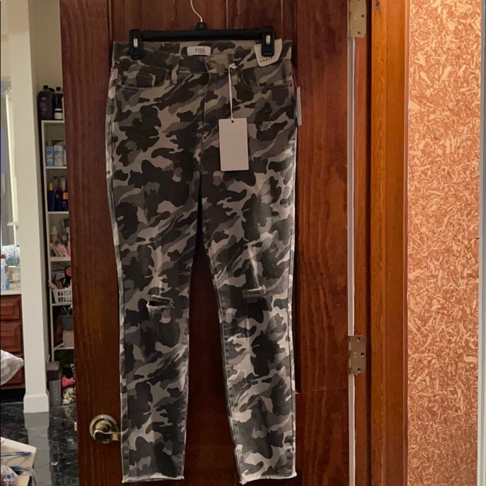YMI Women's Camo Skinny Jeans in Green, Gray, White